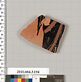 Terracotta fragment of a neck-amphora (jar), Terracotta, Greek, Attic