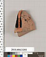 Terracotta fragment of an amphora (jar), Terracotta, Greek, Attic