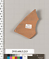 Terracotta fragment of a neck-amphora of Nicosthenic shape (jar), Terracotta, Greek, Attic