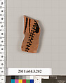 Terracotta fragment of a neck-amphora (jar), Terracotta, Greek, Attic