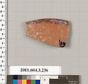 Terracotta fragment of a neck-amphora of Nicosthenic shape (jar), Terracotta, Greek, Attic