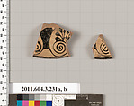 Terracotta fragments of a neck-amphora of Nicosthenic shape (jar)?, Terracotta, Greek, Attic