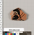 Terracotta fragment of a neck-amphora (jar), Terracotta, Greek, Attic