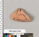 Terracotta fragment of a neck-amphora (jar), Terracotta, Greek, Attic
