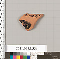 Terracotta fragment of a neck-amphora (jar), Terracotta, Greek, Attic