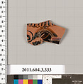 Terracotta fragment of a neck-amphora (jar), Terracotta, Greek, Attic