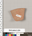 Terracotta fragment of a neck-amphora (jar), Terracotta, Greek, Attic