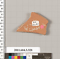 Terracotta fragment of a neck-amphora (jar), Terracotta, Greek, Attic