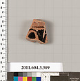 Terracotta fragment of a neck-amphora (jar), Terracotta, Greek, Attic