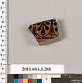 Terracotta fragment of a neck-amphora (jar), Terracotta, Greek, Attic