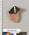 Terracotta fragment of an neck-amphora (jar)?, Terracotta, Greek, Attic?
