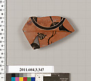 Terracotta fragment of a neck-amphora (jar), Terracotta, Greek, Attic