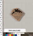 Terracotta fragment of a neck-amphora (jar), Terracotta, Greek, Attic