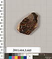 Terracotta fragment of a neck-amphora (jar), Terracotta, Greek, Attic