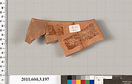 Terracotta fragment of a neck-amphora (jar), Terracotta, Greek, Attic