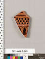 Terracotta fragment of a neck-amphora (jar), Terracotta, Greek, Attic