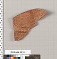 Terracotta fragment of an amphora (jar), Terracotta, Greek, Attic