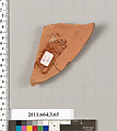 Terracotta fragment of an amphora (jar), Terracotta, Greek, Attic