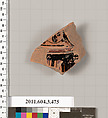 Terracotta fragment of a Panathenaic prize amphora, Terracotta, Greek, Attic