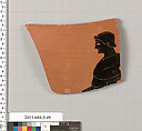 Terracotta fragment of an amphora (jar), Attributed to the Michigan Painter, Terracotta, Greek, Attic