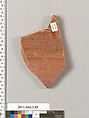 Terracotta fragment of an amphora (jar), Terracotta, Greek, Attic