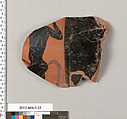 Terracotta fragment of an amphora (jar), Terracotta, Greek, Attic