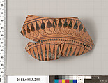 Terracotta fragment of a neck-amphora (jar), Terracotta, Greek, Attic