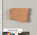 Terracotta fragment of a neck-amphora of Nicosthenic shape (jar), Terracotta, Greek, Attic