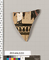 Terracotta fragment of a neck-amphora (jar), Terracotta, Greek, Attic