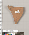 Terracotta fragment of a neck-amphora (jar), Terracotta, Greek, Attic