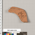 Terracotta fragment of a neck-amphora of Nicosthenic shape (jar), Terracotta, Greek, Attic