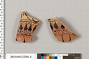 Terracotta fragment of a neck-amphora of Nicosthenic shape (jar)?, Terracotta, Greek, Attic
