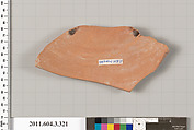 Terracotta fragment of a neck-amphora (jar), Terracotta, Greek, Attic