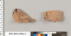 Terracotta fragments of a neck-amphora (jar), Terracotta, Greek, Attic