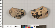 Terracotta fragments of a neck-amphora (jar), Terracotta, Greek, Attic