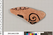Terracotta fragment of a neck-amphora (jar), Terracotta, Greek, Attic