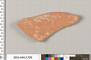 Terracotta fragment of a neck-amphora (jar), Terracotta, Greek, Attic