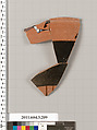 Terracotta fragment of a neck-amphora of Nicosthenic shape (jar), Terracotta, Greek, Attic