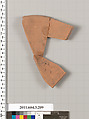 Terracotta fragment of a neck-amphora of Nicosthenic shape (jar), Terracotta, Greek, Attic