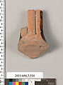 Terracotta fragment of an neck-amphora (jar), Terracotta, Greek, Attic