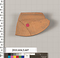 Terracotta fragment of a neck-amphora (jar), Terracotta, Greek, Attic