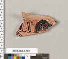 Terracotta fragment of a neck-amphora (jar), Terracotta, Greek, Attic