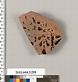 Terracotta fragment of a neck-amphora (jar), Terracotta, Greek, Attic
