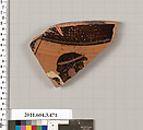 Terracotta fragment of a Panathenaic prize amphora?, Terracotta, Greek, Attic