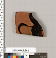 Terracotta fragment of a neck-amphora (jar), Terracotta, Greek, Attic