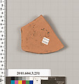 Terracotta fragment of a neck-amphora (jar), Terracotta, Greek, Attic