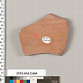 Terracotta fragment of an amphora (jar), Terracotta, Greek, Attic