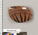 Terracotta fragment of a neck-amphora (jar), Terracotta, Greek, Attic