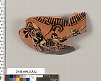 Terracotta fragment of a neck-amphora (jar), Terracotta, Greek, Attic