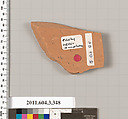 Terracotta fragment of a neck-amphora (jar), Terracotta, Greek, Attic